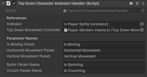 Top-Down Character Animator Handler Component