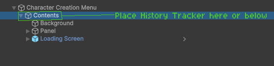 History Tracker Component Placement Example