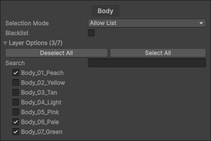 Selection Mode: Allow List