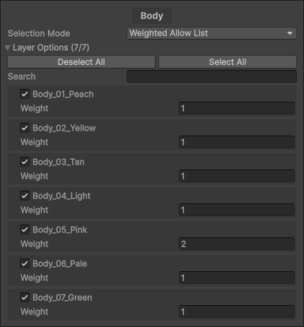 Selection Mode: Weighted Allow List
