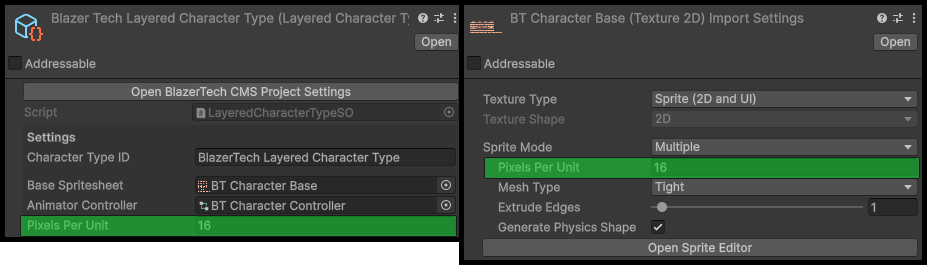 Pixels Per Unit Field