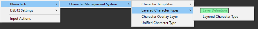 Create Character Layer Definition Asset