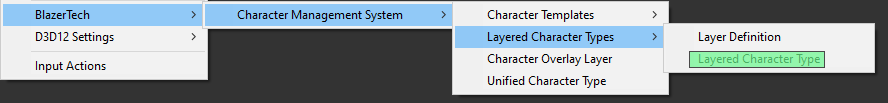 Create Layered Character Type Asset