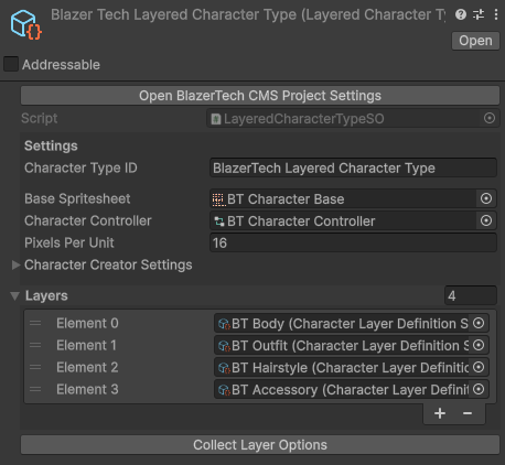 Layered Character Type Asset