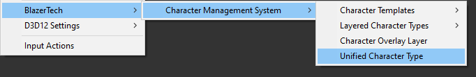 Create Unified Character Type Asset