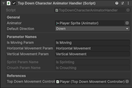 Top Down Character Animator Handler Component