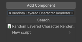Add Random Layered Character Renderer Component